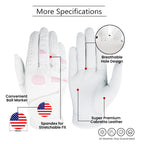 Amy Sport Golf Gloves Women Left Hand With Ball Marker Usa Flag Leather 2 Pack For Right Handed Golfer All Weather Grip Soft Com