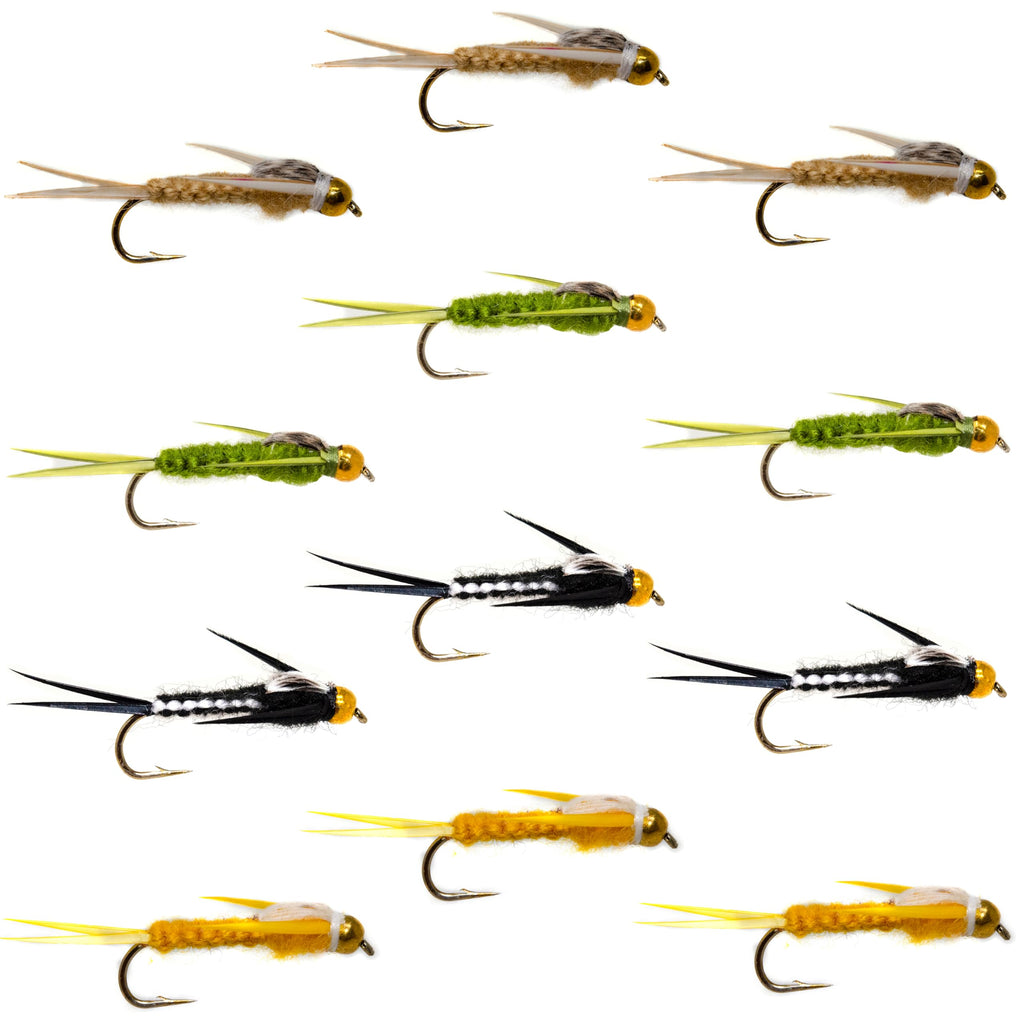 12 Beadhead Woven Stonefly Nymph Flies Lure Assotment For Trout/Pahfish/Bass Fly Fishing Flies