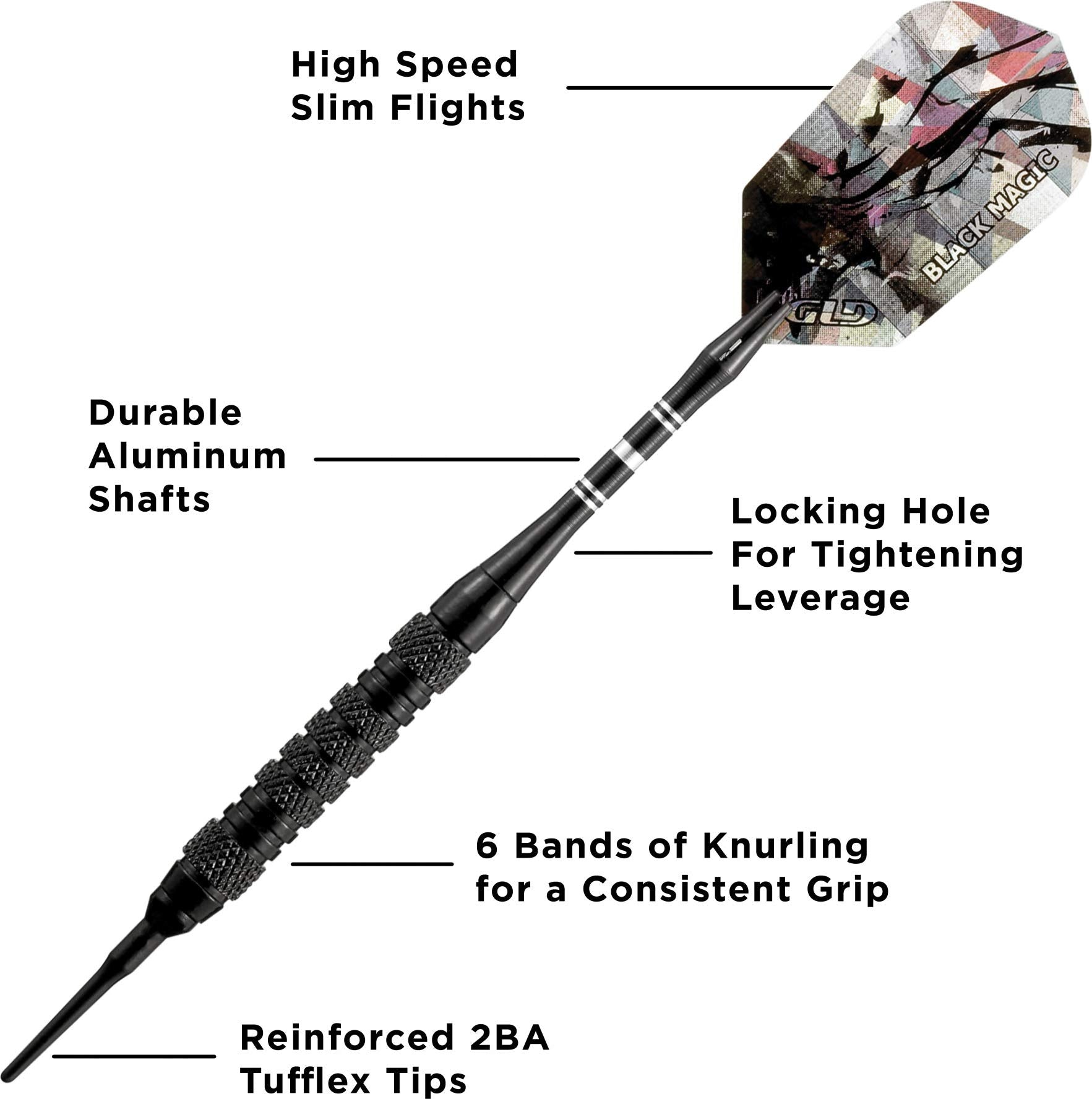 Viper Black Magic Soft Tip Darts, Medium Knurling, 18 Grams