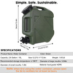 Digury Camping Water Jug - 2.6 Gallon Bpa Free Water Storage With Spigot, No Leakage Portable Emergency Tank Canteens For Outdoo