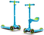 Lascoota 2-in-1 Kids Scooter - Seated-to-Stand Kids Scooter with Removable Seat - Adjustable Handlebar Height & Lean-to-Steer Ba