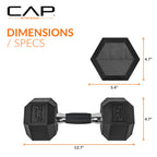 Cap Barbell 25 Lb Coated Hex Dumbbell Weight Pair With Padded Grip