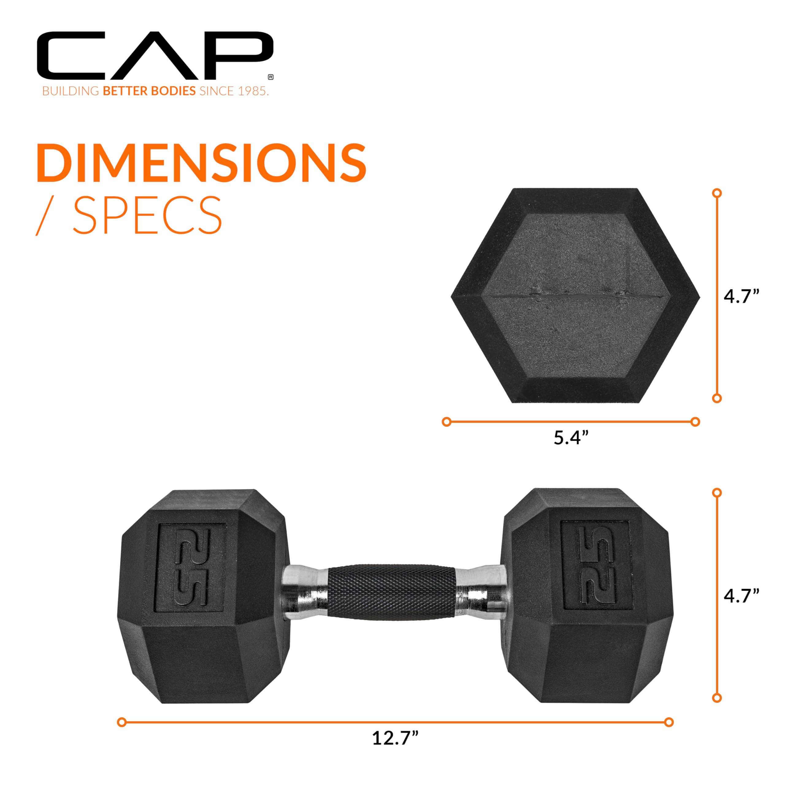 Cap Barbell 25 Lb Coated Hex Dumbbell Weight Pair With Padded Grip