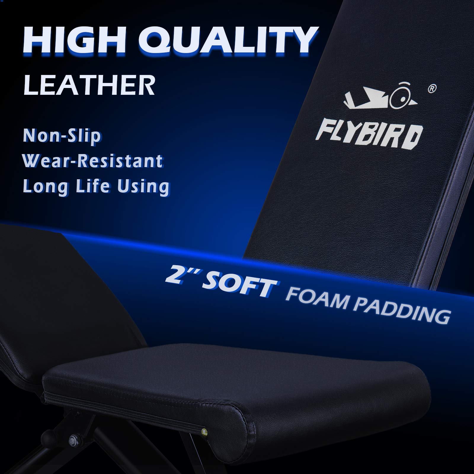 Flybird Weight Bench, Adjustable Strength Training Bench For Full Body Workout With Fast Folding-New Version