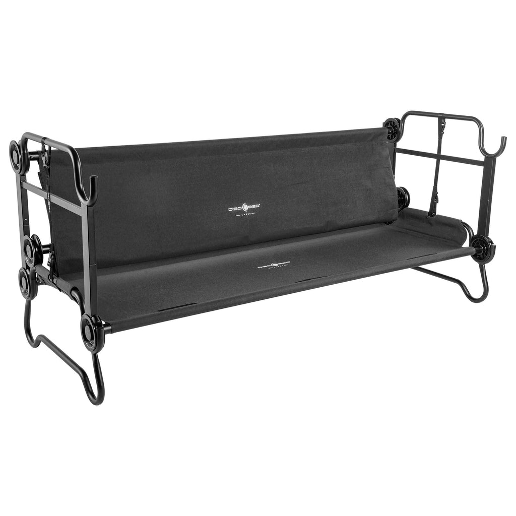 Disc-O-Bed Large Outdoor Convertible 2 Person Bench And Double Camping Cot Portable Bed Bunk System For Adults, Black
