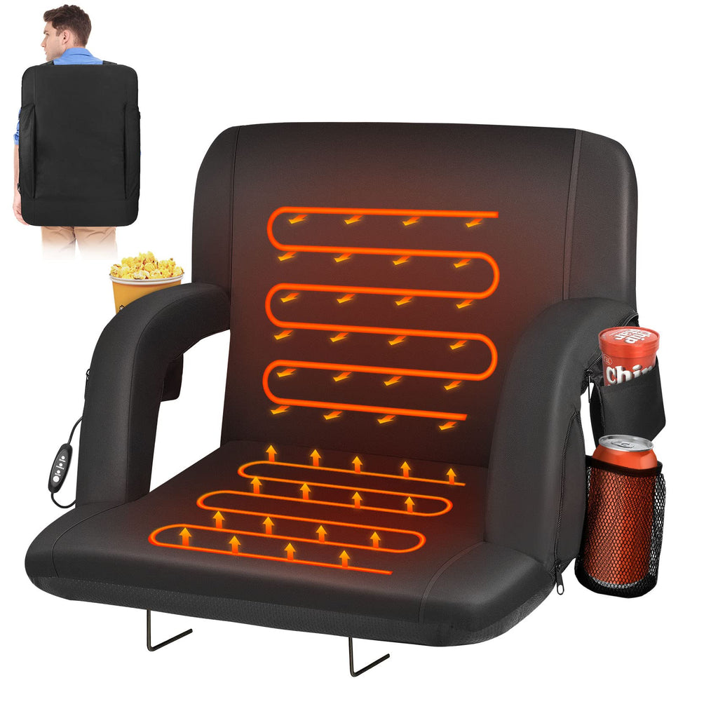 HOPERAN Double Heated Stadium Seats for Bleachers with Back Support 21 Wide Cushion, Extra Portable Bleacher Seat Foldable Stadi
