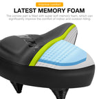 Reruia Large Bike Seat Comfortable And Wide Saddle Dual Shock Absorbing Exercise Bicycle Seat Leather Cover Waterproof Universal