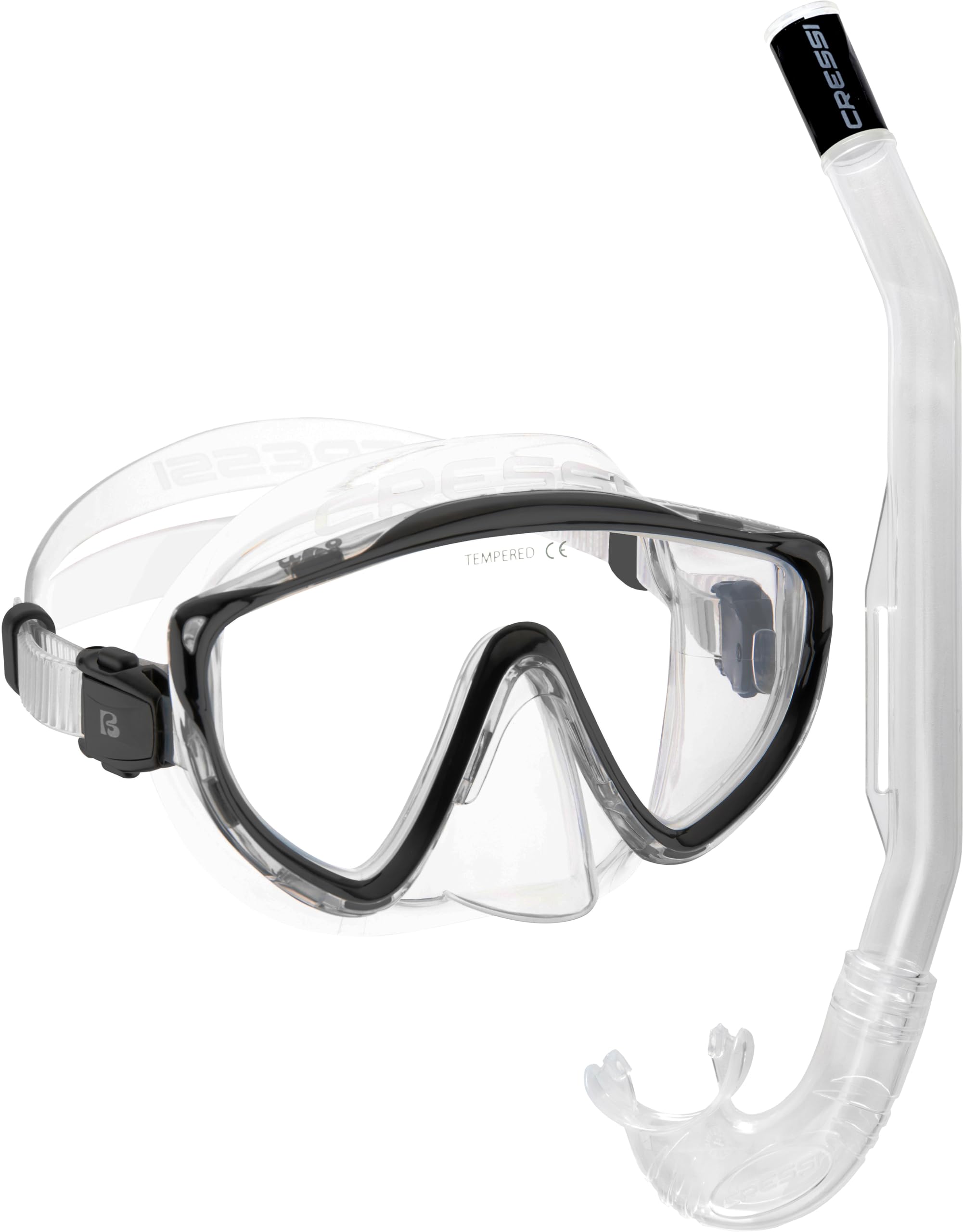 Cressi Tino & Island 2.0 Mask & Snorkel Kits, Clear/Black
