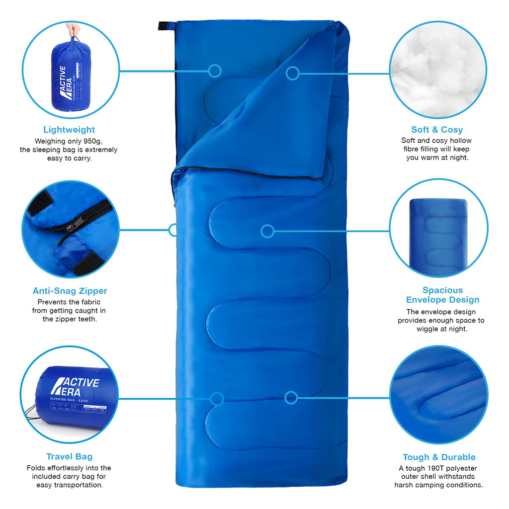Active Era Ultra Lightweight Sleeping Bag Indoor & Outdoor - Compact 3 Season Sleeping Bag For Adults - Camping Sleeping Bags Fo
