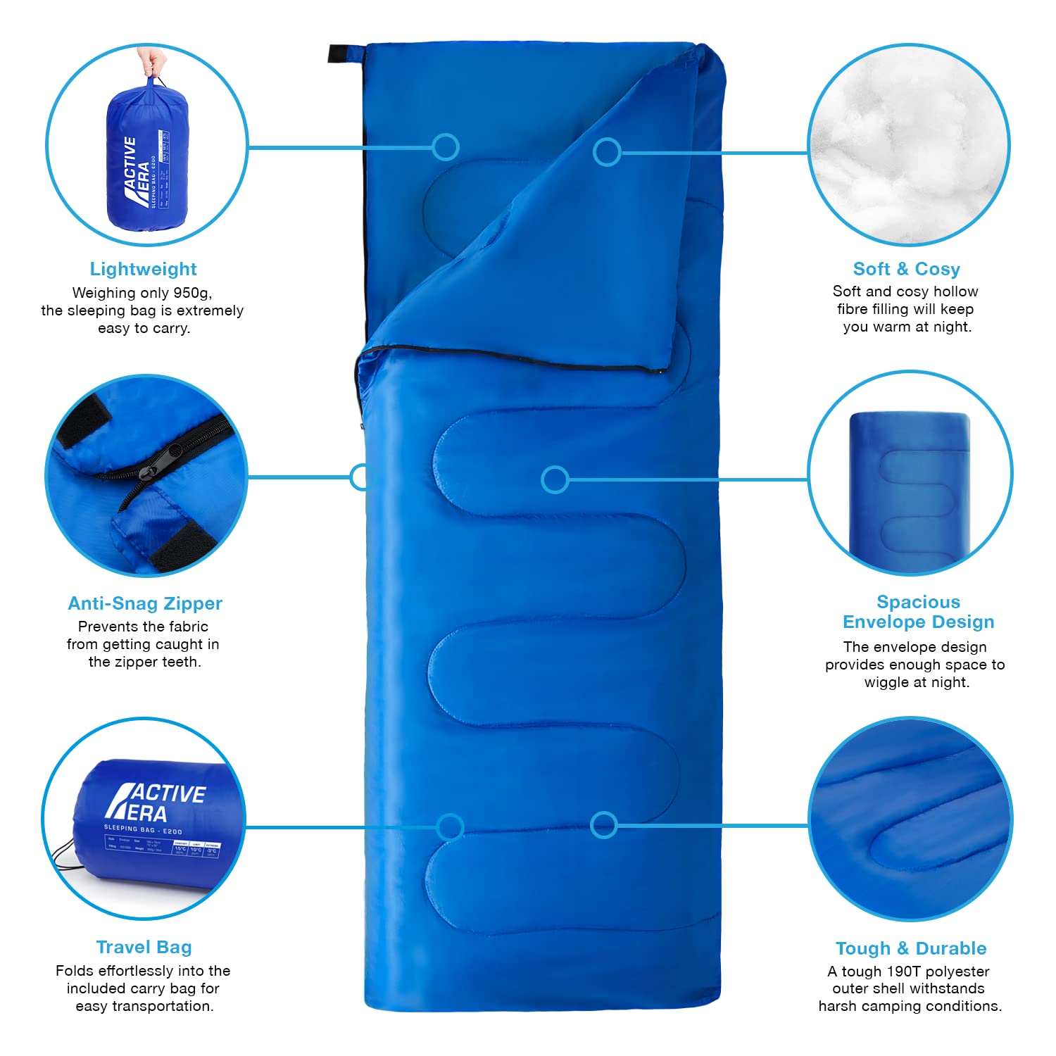 Active Era Ultra Lightweight Sleeping Bag Indoor & Outdoor - Compact 3 Season Sleeping Bag For Adults - Camping Sleeping Bags Fo
