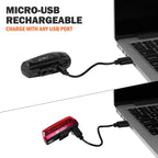 Bv Super Bright Bike Light Set Usb Rechargeable - Headlight & Taillight, Waterproof Ip44 , 3 Light Modes Including Flash Mode Fo