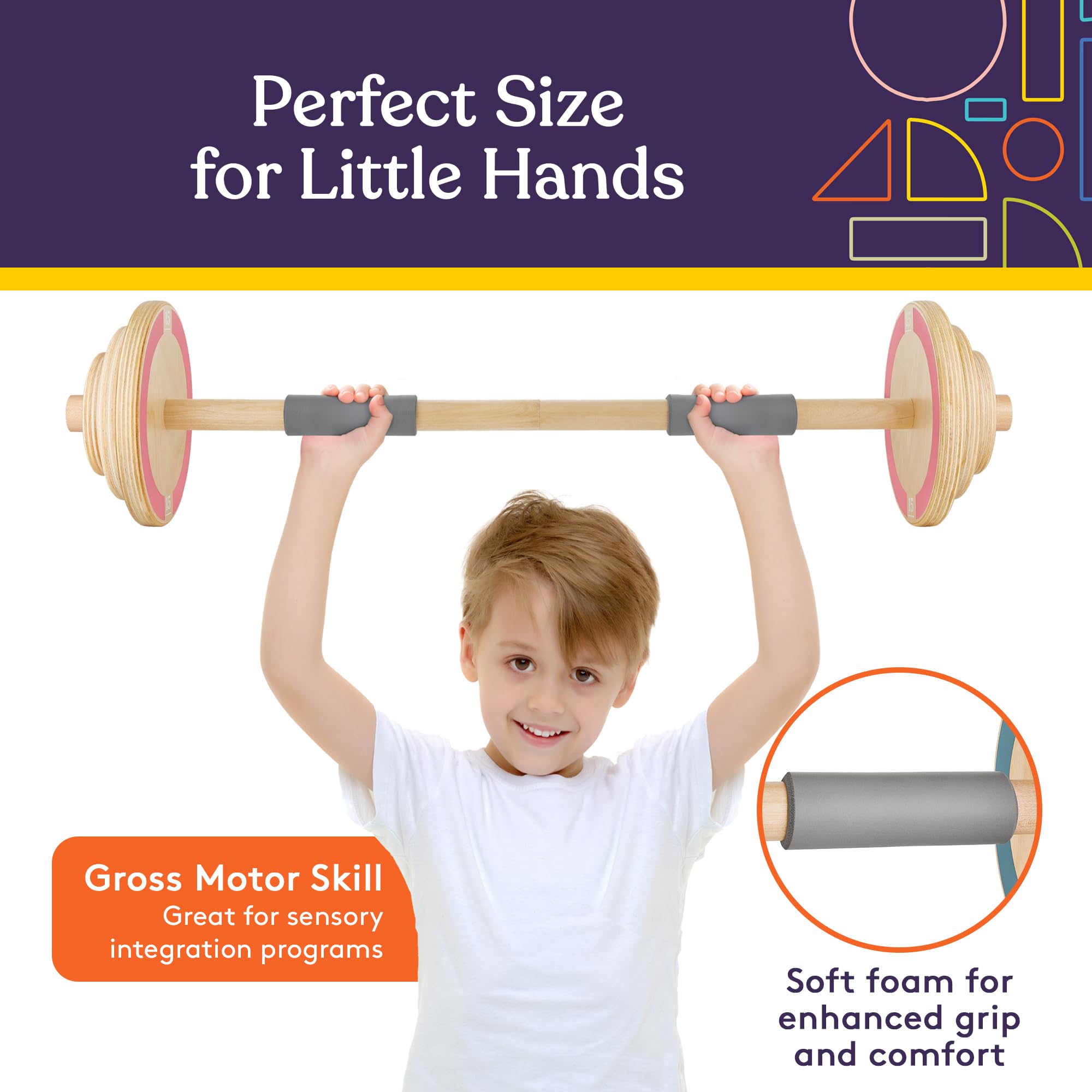 Special Supplies Kids Wooden Play Workout Weights - Adjustable Barbell Weight For Home Gym Equipment, Perfect Exercise Workout S
