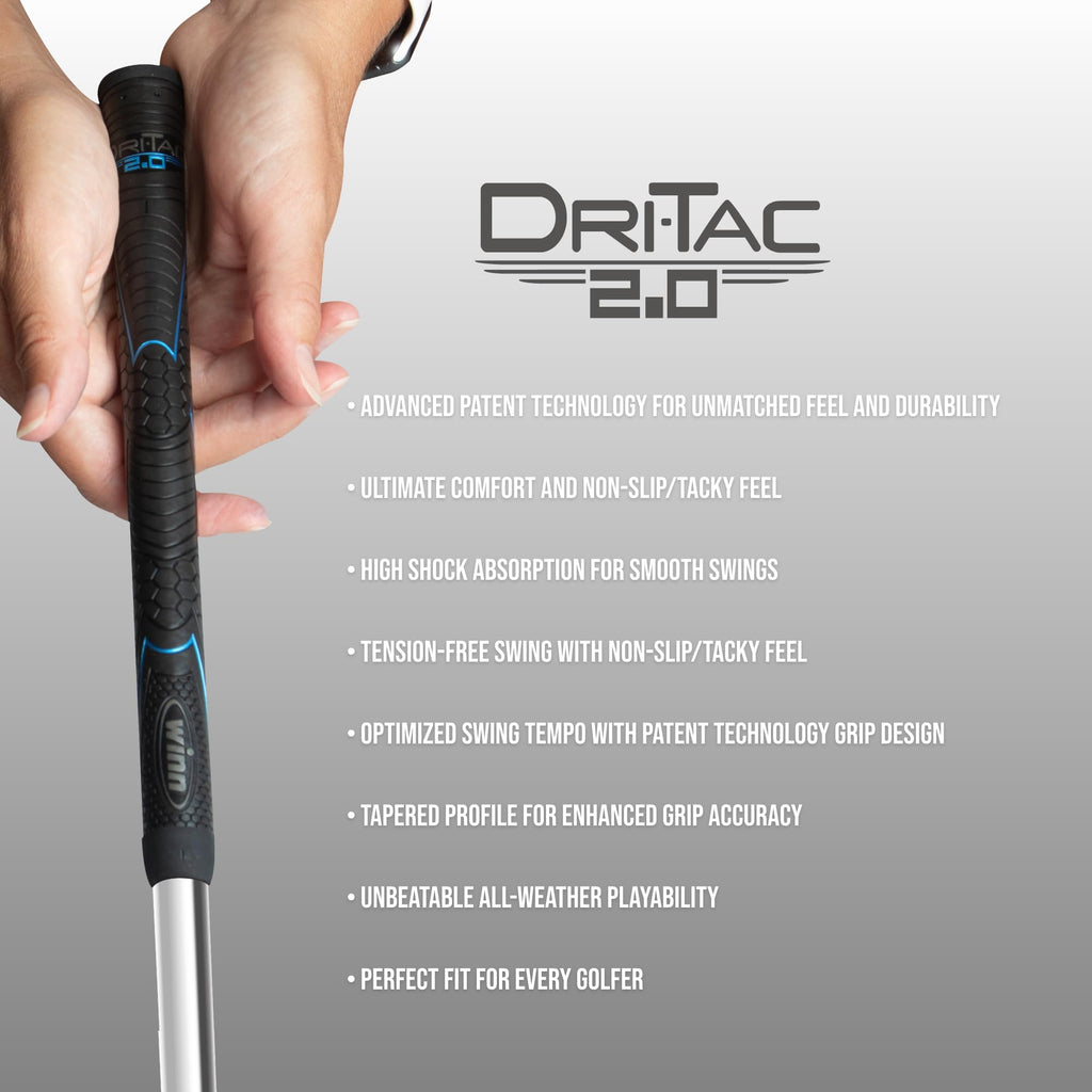 Winn Dri-Tac 2.0 Standard Golf Grip - Tacky Feel, Moisture-Wicking, Shock Absorption | Avs Technology For Enhanced Performance |