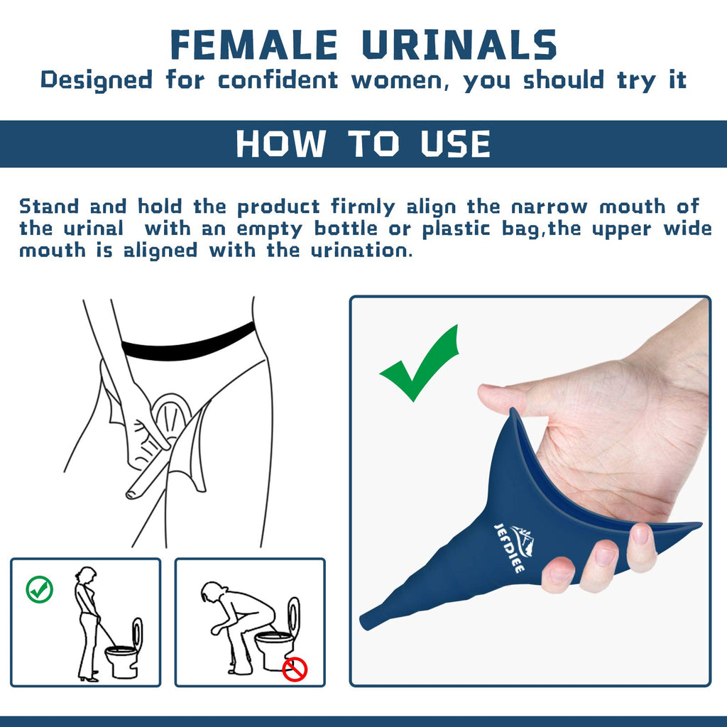 Jefdiee Female Urination Device,Silicone Pee Funnel For Women,Female Urinal Women Pee Funnel Allows Women To Pee Standing Up, Re