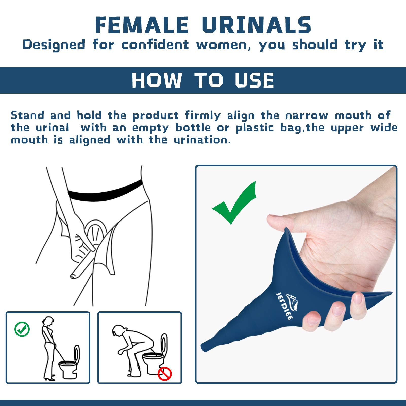 Jefdiee Female Urination Device,Silicone Pee Funnel For Women,Female Urinal Women Pee Funnel Allows Women To Pee Standing Up, Re