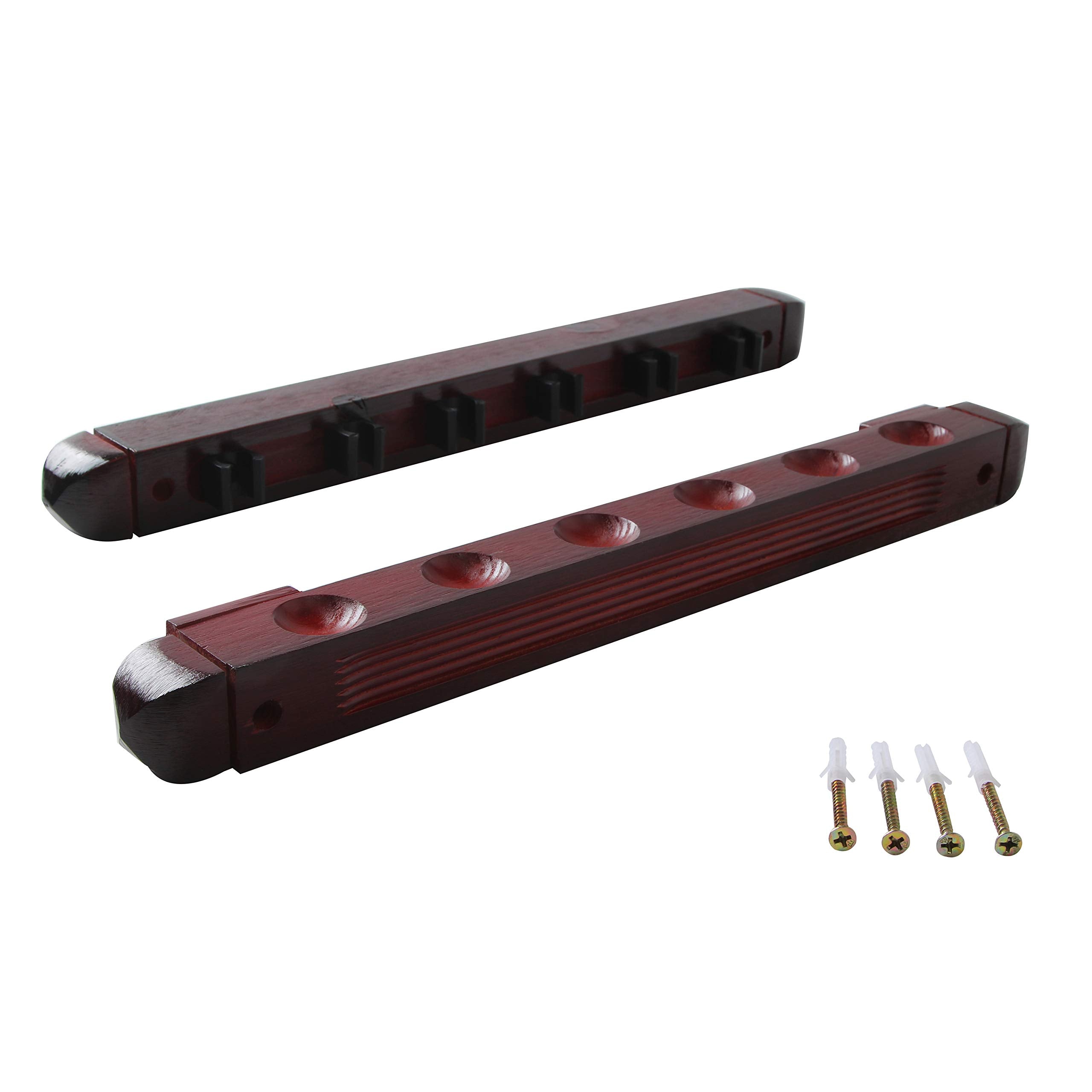 Betterline Billiard Wooden Cue Rack For 6 Pool Sticks, Cue Bridge Spider Head, Cue Cross X Rest, Cue Accessories, 5 Cue Chalk Cu