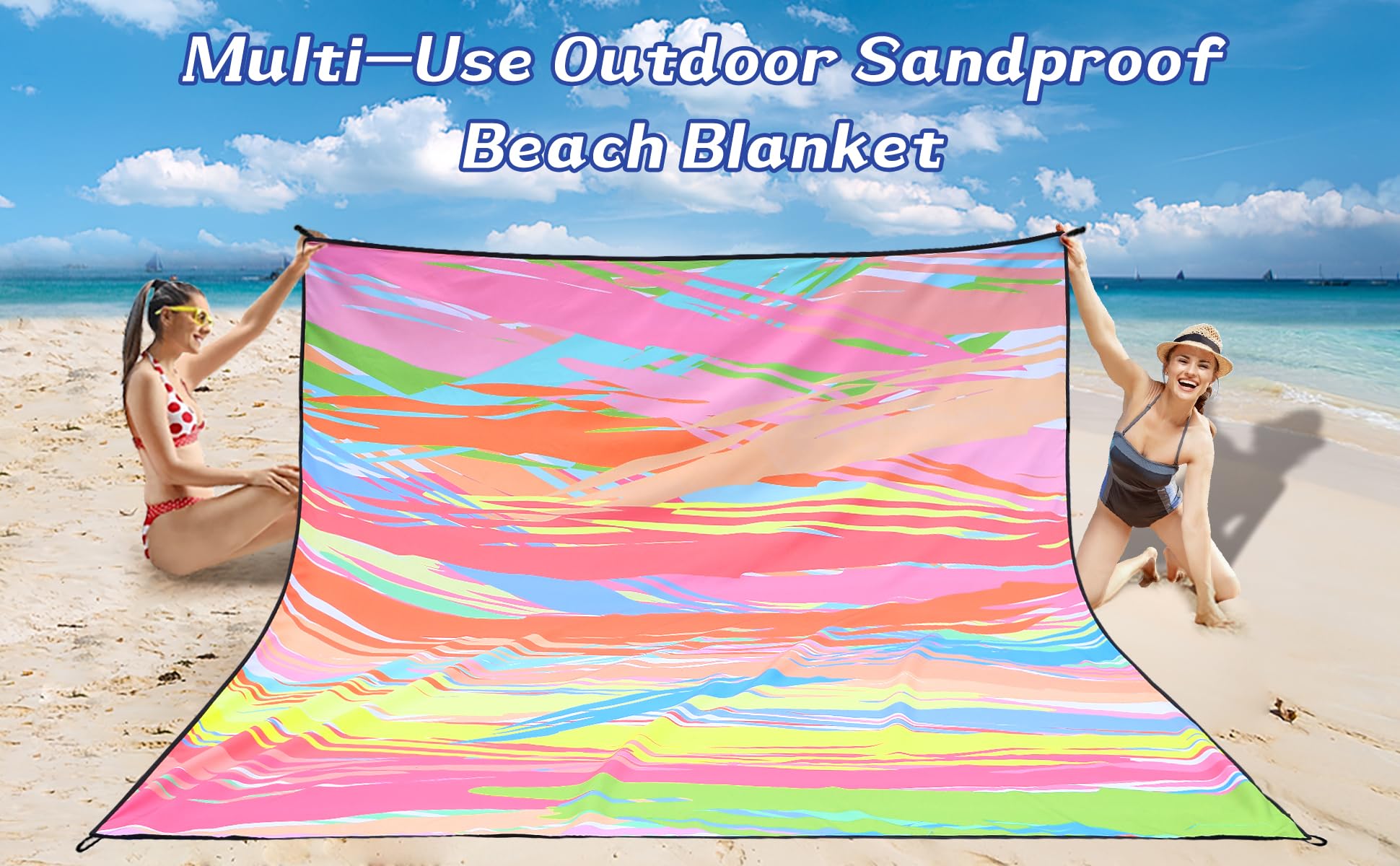 Hihoho Beach Blanket Waterproof Sandproof Extra Large Beach Mat 79 X 83/120X108For 1-8 Adults Quick Drying Durable Outdoor Picni