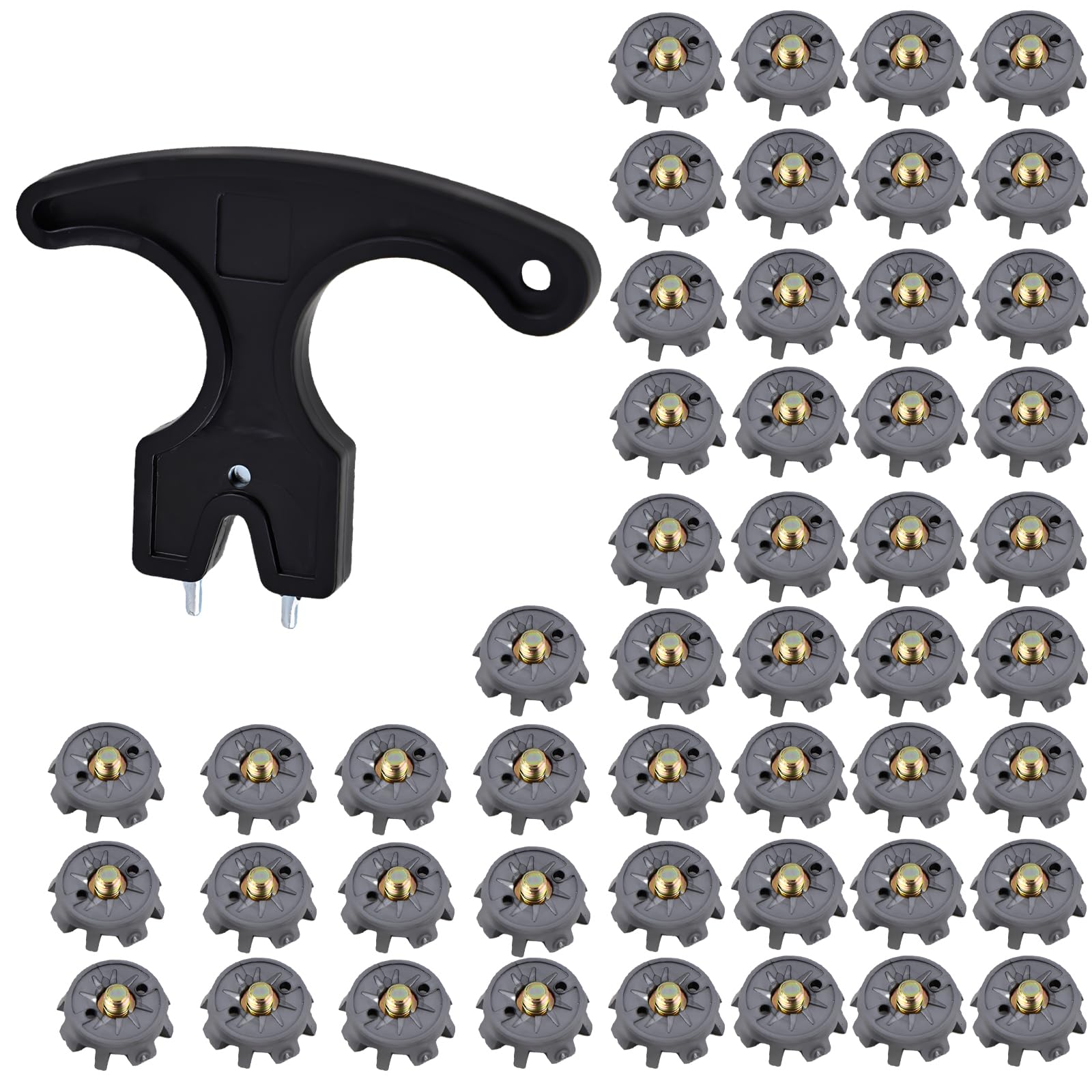 50PCS Golf Spikes Replacement with Wrench Tool, 6mm Metal Thread Golf Shoe Cleats Replacement, Screw-in Golf Spikes for Golf Sho