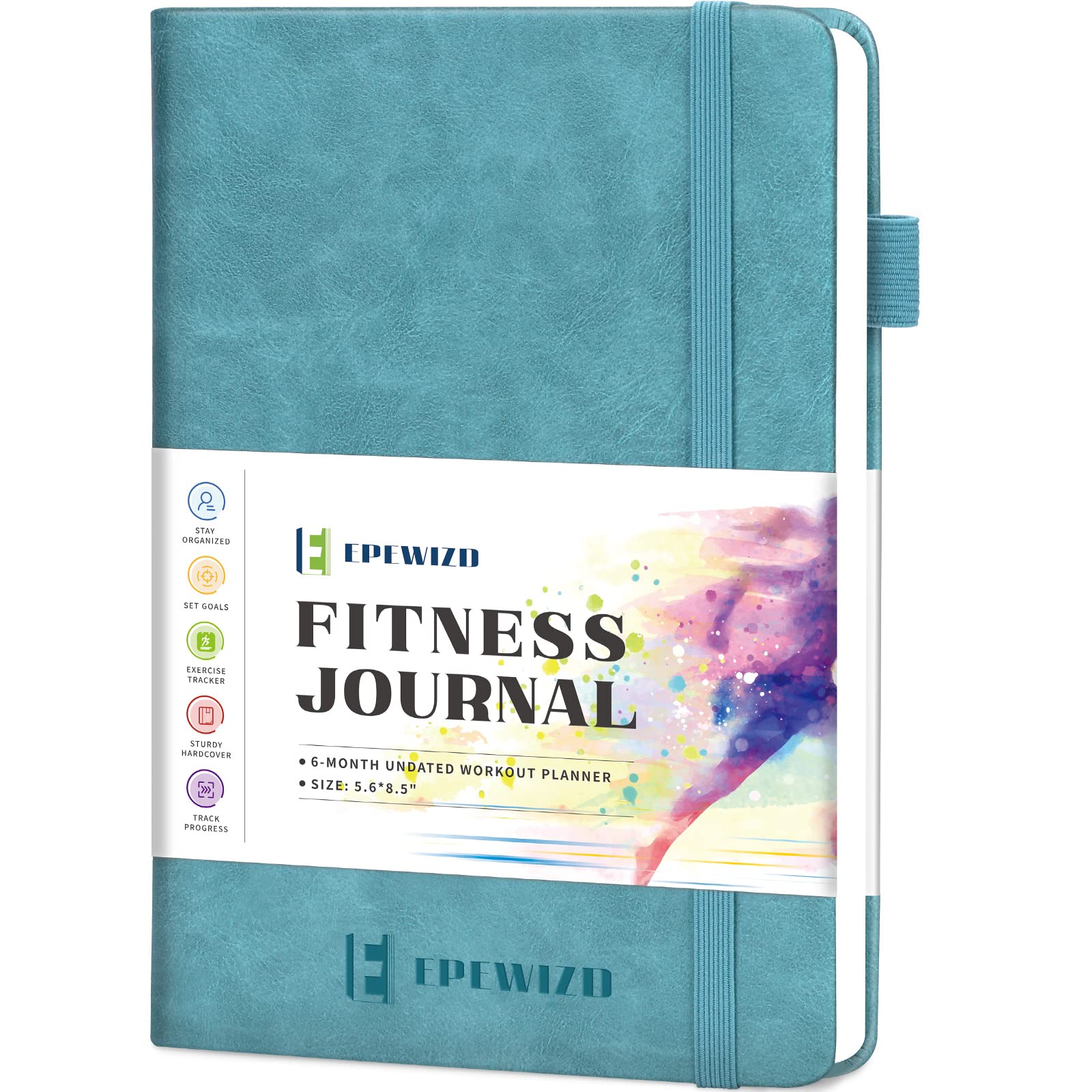 Epewizd Fitness Journal Hardcover Workout Planner 6- Month Undated Workout Log Book Home Gym Accessories For Women And Man-Sierr