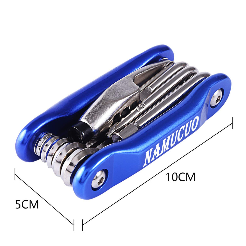 Ybeki Bike Repair Tool Kits - Bicycle Tool Set With Saddle Bag And Bicycle Multi-Tool Chain Tool (Blue Tool Kits 10 In 1 + Bag)
