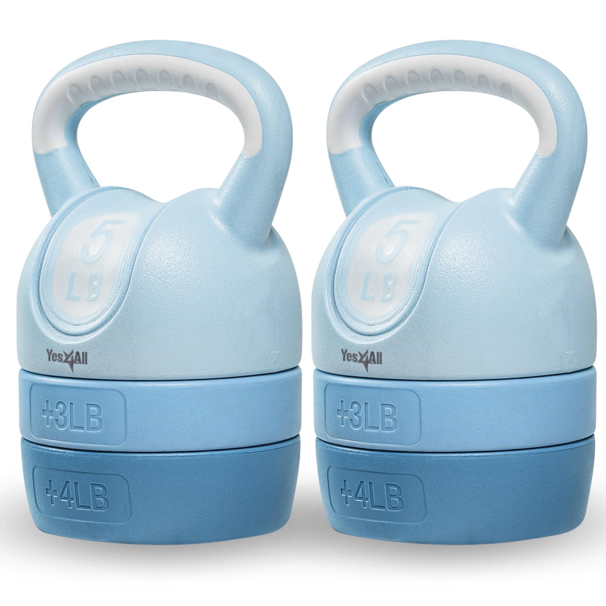 Yes4All Adjustable Kettlebell Pair - 12lb Teal Home Gym Set, Compact Weight Training Gear for Women - Adjustable Kettlebell & St