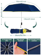 Kalolary 62 Inch Automatic Golf Umbrella Extra Large Folding Umbrella Windproof Compact Umbrella Double Canopy Umbrella Travel F