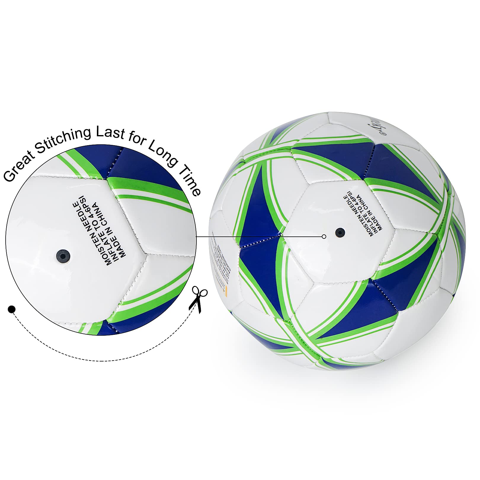 Aoneky Soccer Ball (Size 4-5 Pack Deflated Balls With 1 Pump)