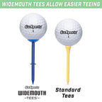 Gosports 3.25 Widemouth Tees Plastic Golf Tees, 60 Tee Players Pack - Max Distance And Easier Teeing