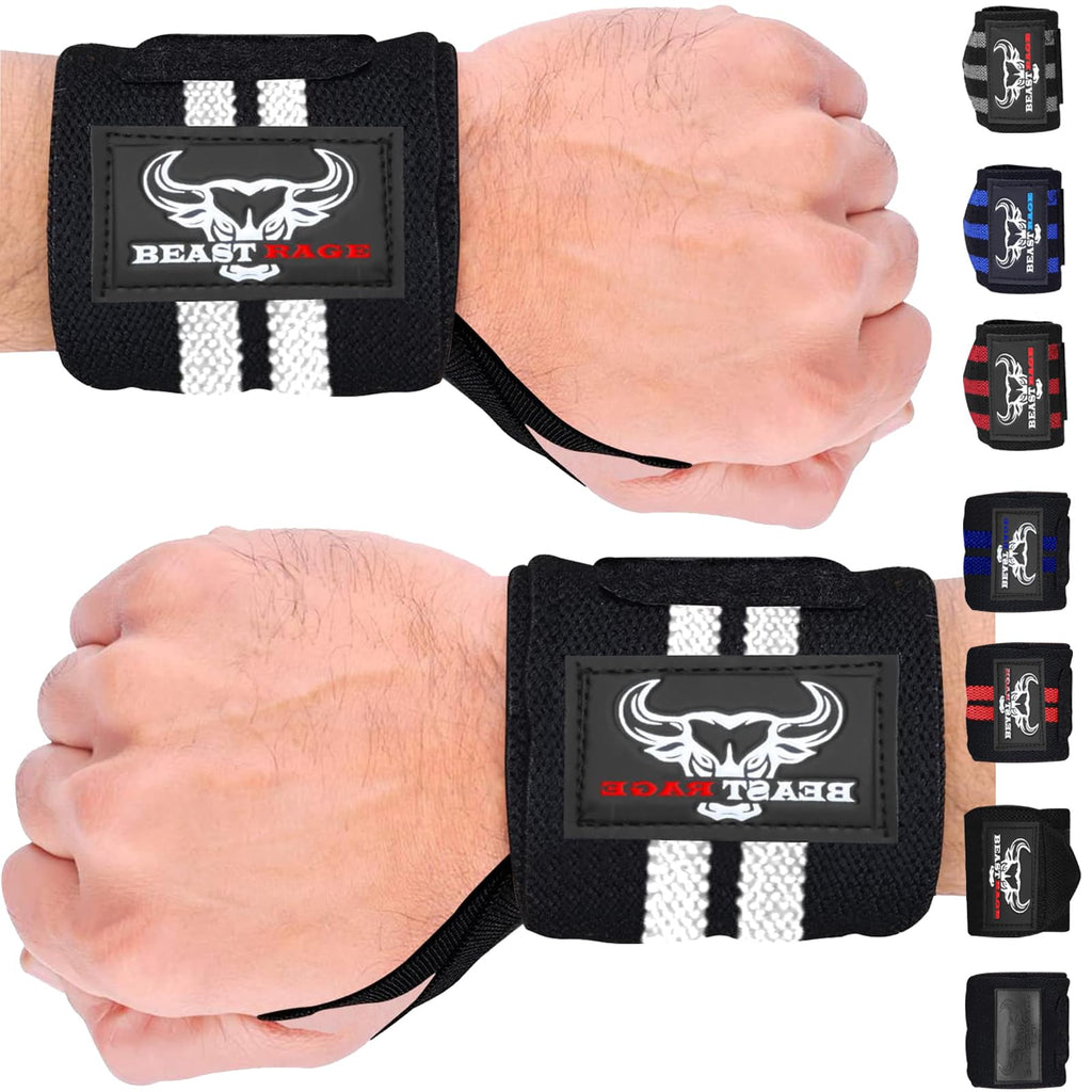 Beast Rage Wrist Wraps Weight Lifting Training Muscle Building Performance Fitness Training Gym Straps Thumb Loop Support Stretc