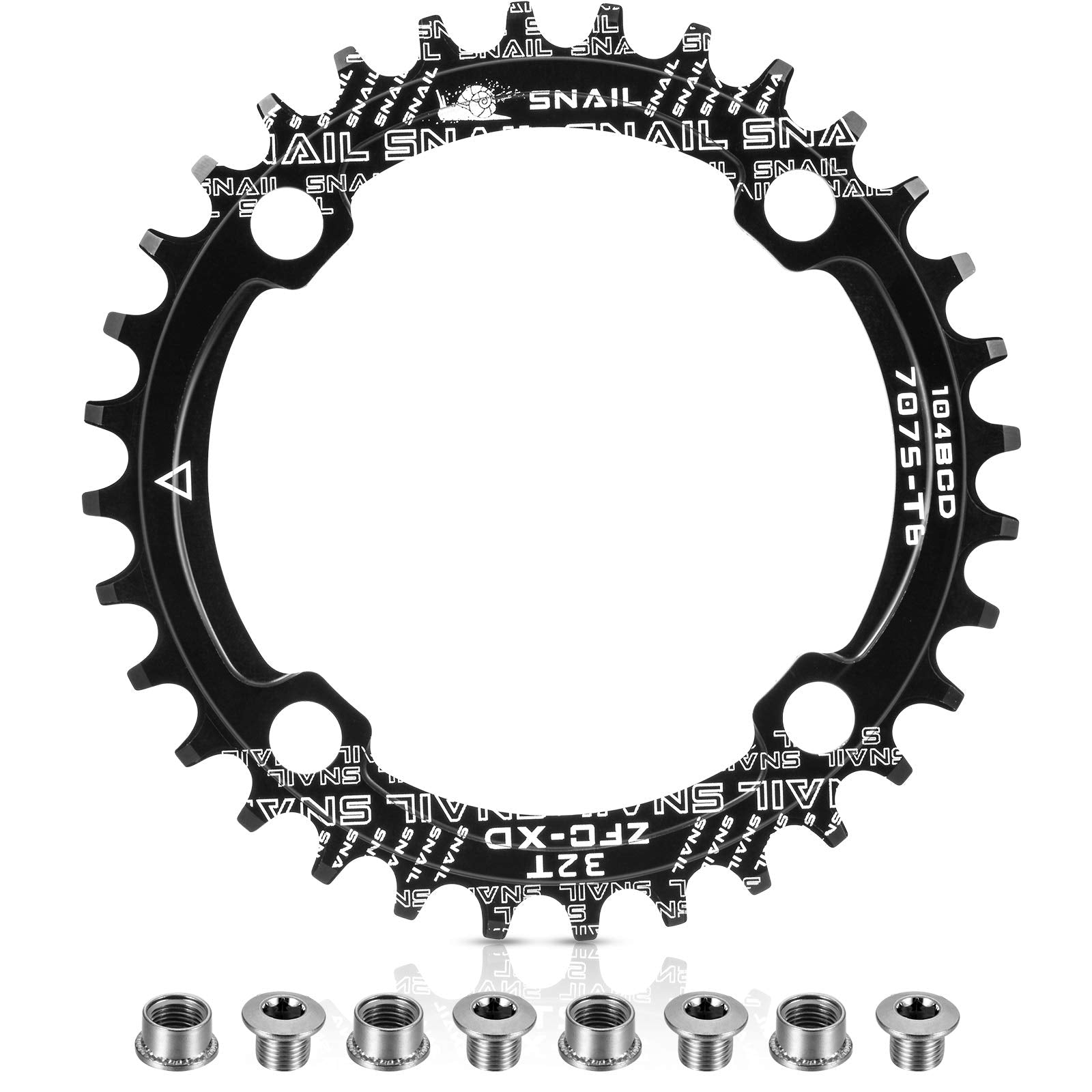 Boao Chainring 104 Bcd 32T 34T 36T 38T Narrow Wide Single Chain Ring With 4 Pieces Sprocket Bolts For Road Bikes, Mountain Bikes