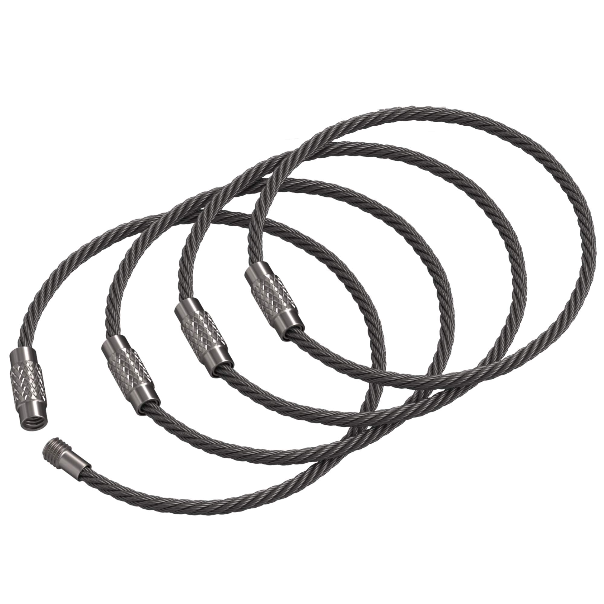 Silipac Stainless Steel Wire Keychain Cable, Twist-Lock 6.3 (16 cm) 2mm - Car Keyring, Luggage Tag, Carabiner - 4 Pack