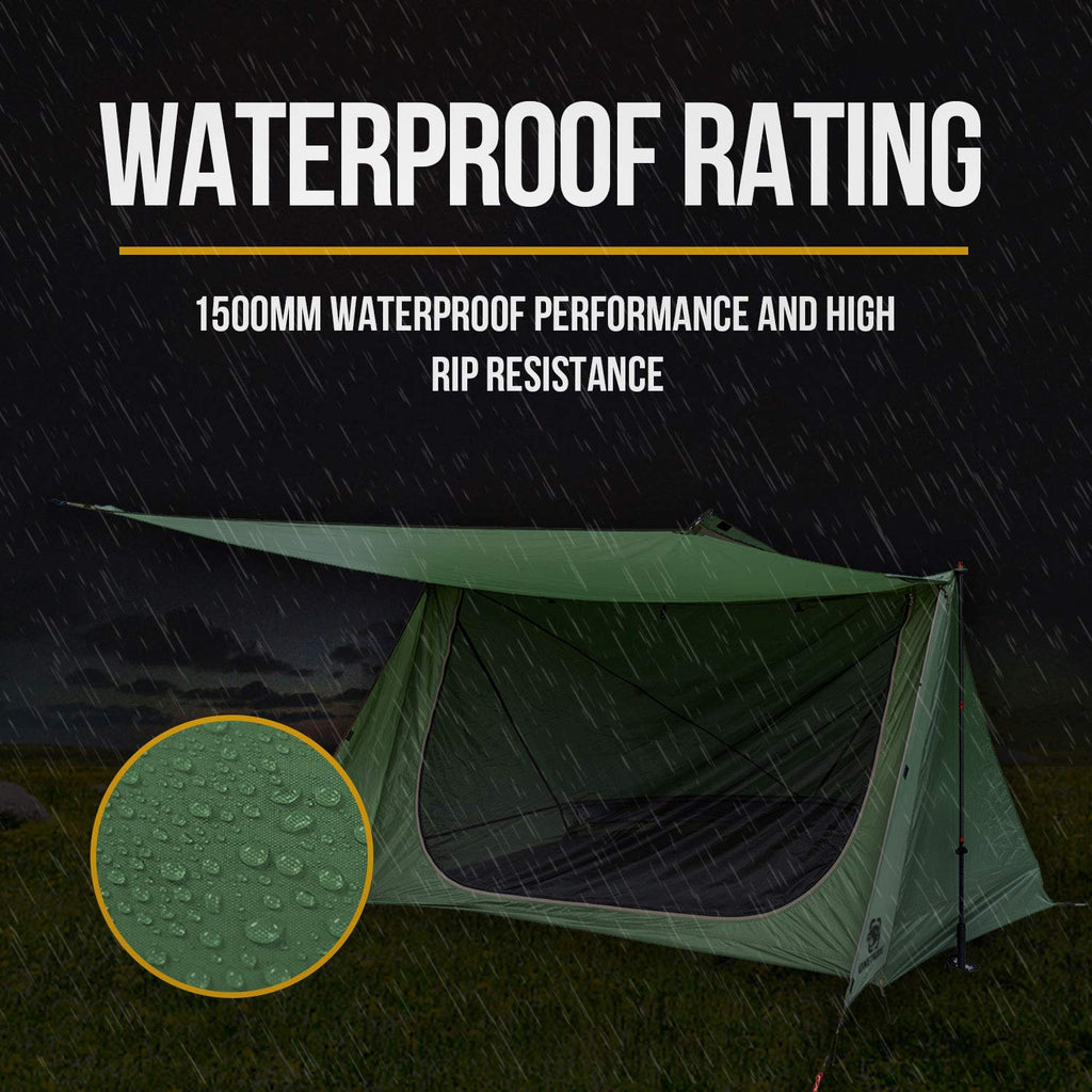 Onetigris Backwoods Bungalow Ultralight Bushcraft Shelter 2.0, Backpacking Tent With Canopy 2 Person Waterproof Ripstop
