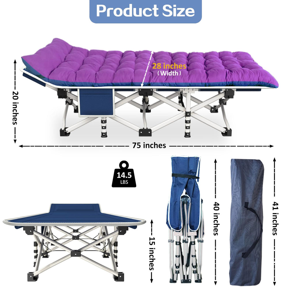 Camping Cot With Comfortable Mattress Cots For Camping With Pad Heavy Duty Camping Bed Sleeping Cot With Carry Bag Folding Cots