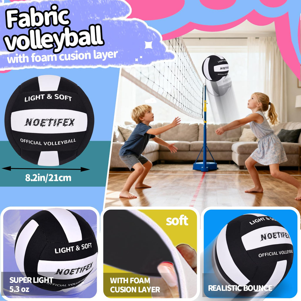 Noetifex Soft Volleyball-Super Soft Fabric Light Volleyball for Indoor Practice Safe and Quiet Kids Youth Beginners House Yard T