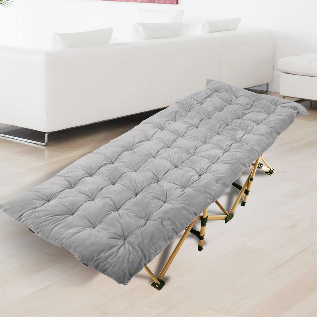 Redcamp Cot Pads For Camping, Thicker Soft Comfortable Cotton Sleeping Cot Mattress Pad 75''X29'', Grey