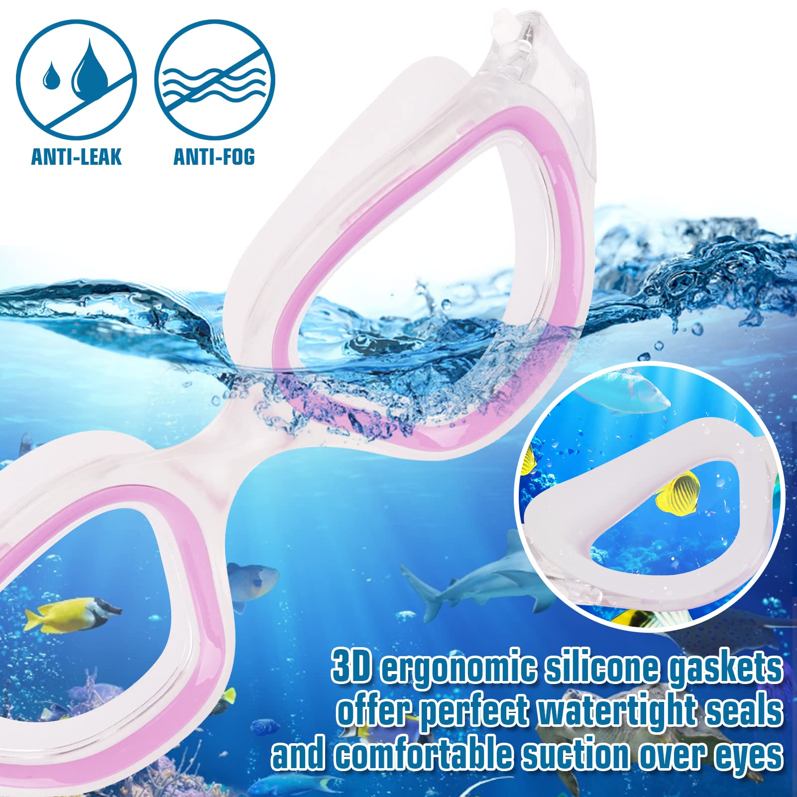 Win.Max Swimming Goggles Swim Goggles Anti Fog Anti Uv No Leakage Clear Vision For Men Women Adults Teenagers (Purple/Non-Polari