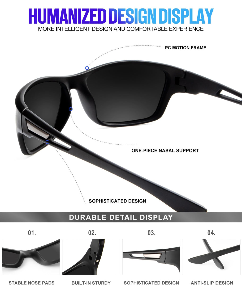 Kaliyadi Mens-Sunglasses Polarized Sunglasses Men: Sports Men'S Sun Glasses With Uv400 Protection For Driving Cycling Fishing