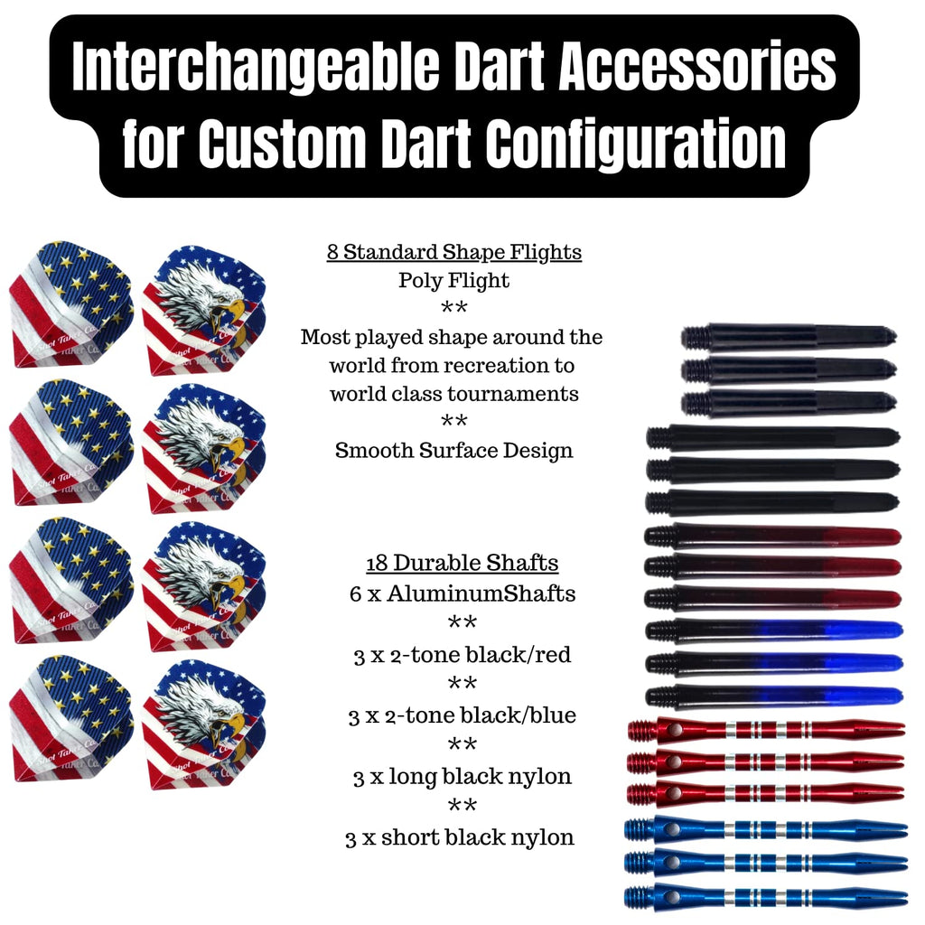 Steel Tip Darts Set - Professional Darts Steel Tip For Dartboard - Includes Brass Barrels + Plastic & Aluminum Shafts + Rubber O
