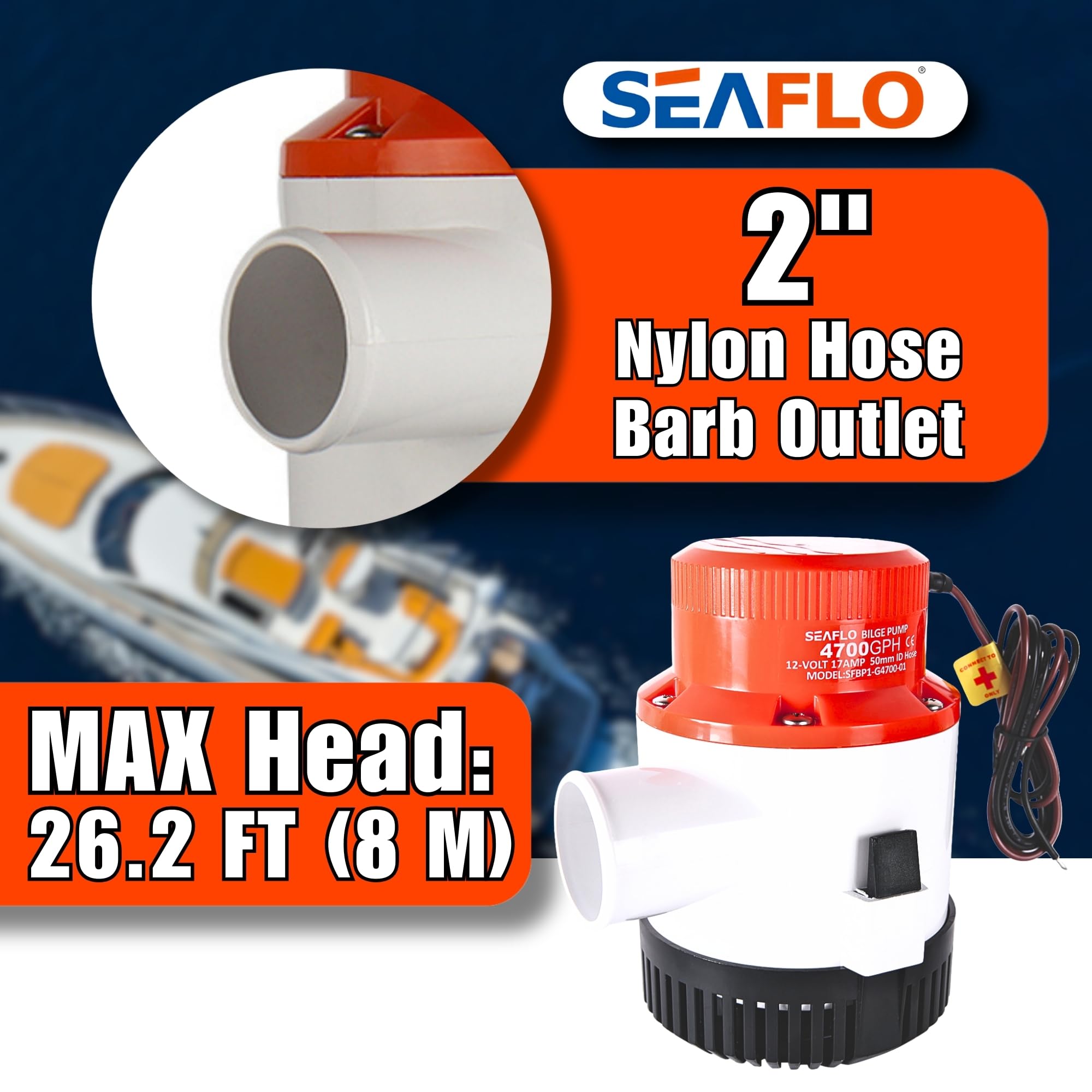 Seaflo 4700 Gph 12V Heavy Duty Electric Bilge Pump (4700Gph 12V)