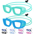 Vvinca Kids Swim Goggles, 2 Packs Toddlers Swimming Goggles Bungee Strap No Hair Pulling Anti-Fog Uv Protection Leak-Proof Sungl