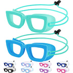 Vvinca Kids Swim Goggles, 2 Packs Toddlers Swimming Goggles Bungee Strap No Hair Pulling Anti-Fog Uv Protection Leak-Proof Sungl