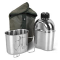 Goetland Stainless Steel Wwii Us Military Canteen Kit 1.2Qt With 0.6Qt Cup Nylon Cover G.I.