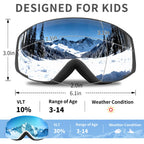 Freela 2 Pack Kids Blue&Black Skiing Snowboarding Snowmobile Winter Snow Goggles for Toddler Boy Girl Youth 4-6 10-12 8-12 6-14,