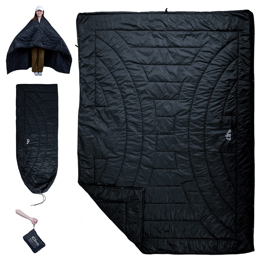 Iclimb 3M Thinsulate Insulation Warm Camping Blanket Ultralight Compact (Black, 1 Lb)