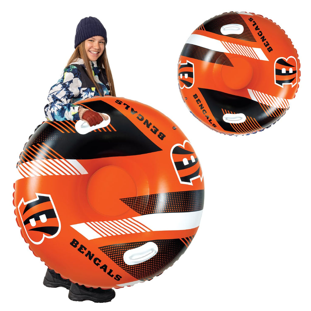 Nfl Snow Tube, Heavy Duty Inflatable Sled For Tubing, Fun Winter Toys For Kids & Adults, Football Gifts For Boys - Cincinnati Be
