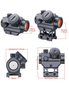 MidTen 2MOA Red Dot Sight, 1x25mm Reflex Sight Waterproof & Shockproof & Fog-Proof Red Dot Scope with 1 inch Riser Mount, Grey