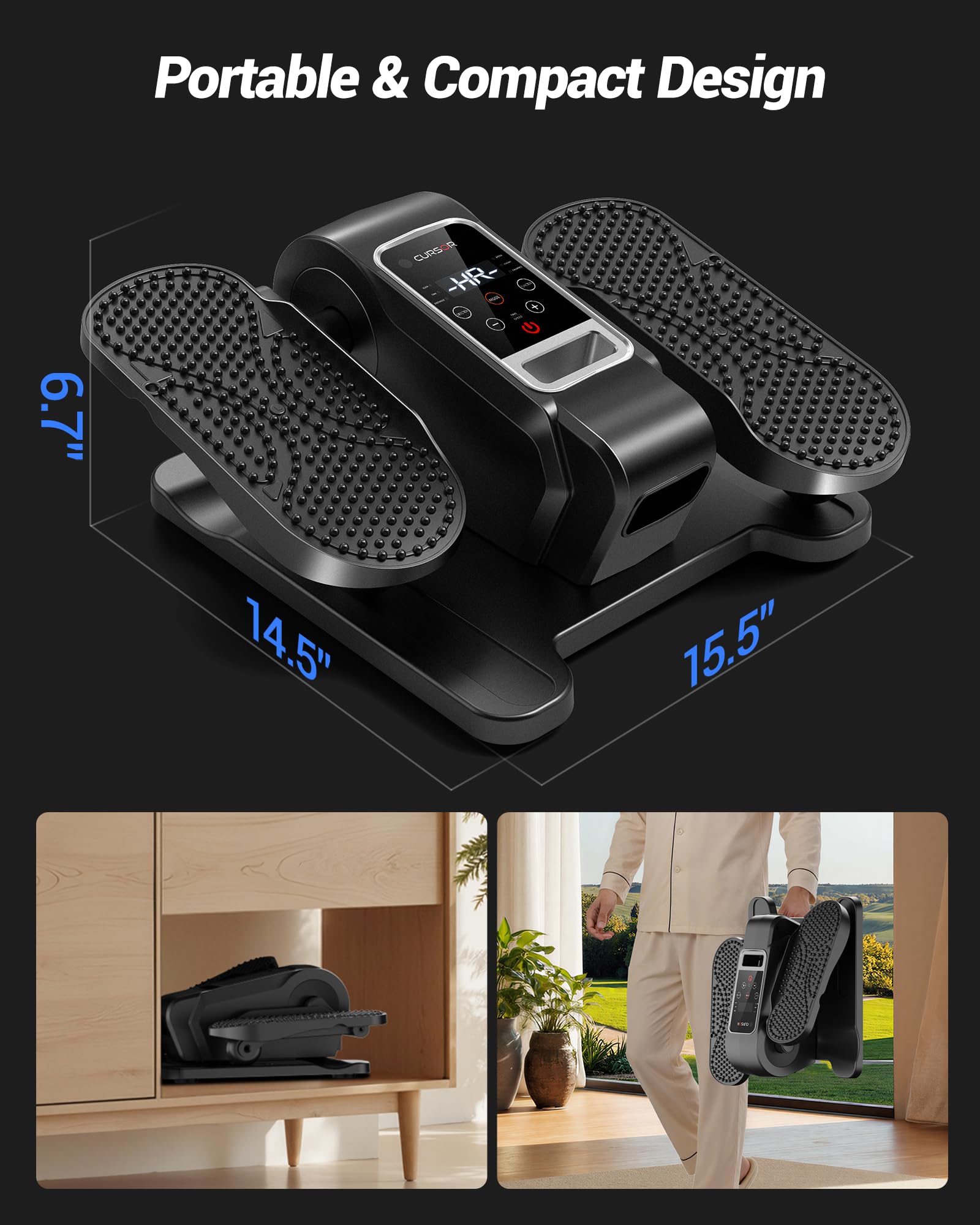 Under Desk Elliptical Machine, Electric Seated Pedal Exerciser, Mini Elliptical Leg Exerciser with Remoter, 12 Level Speeds, For