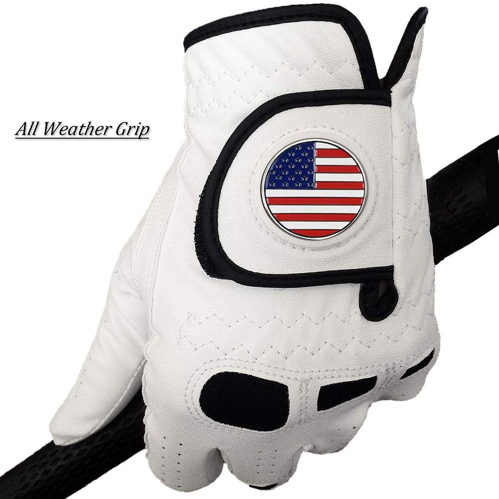 Amy Sport Golf Gloves Men Left Hand With Ball Marker 3 Pack For Right Handed Golfer Soft Leather Weathersof Grip Soft Mens Glove