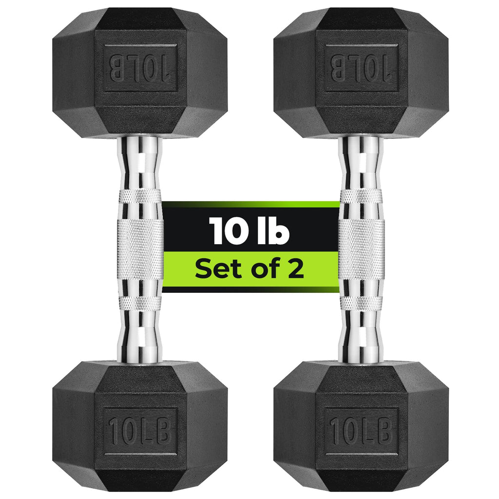 Handbode Hex Dumbbell Rubber Encased Dumbbell Strength Training Hex Dumbbell, Hand Weight For Workout & Exercise/Pair Of 10Lb