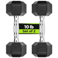 Handbode Hex Dumbbell Rubber Encased Dumbbell Strength Training Hex Dumbbell, Hand Weight For Workout & Exercise/Pair Of 10Lb